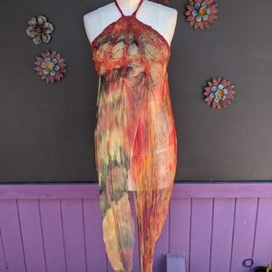 Boho One of a kind hand painted silk and felt top